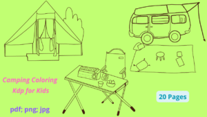 Camping Coloring KDP for Kids Graphic