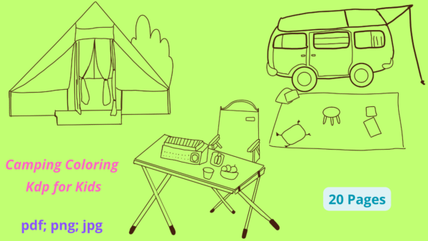 Camping Coloring KDP for Kids Graphic