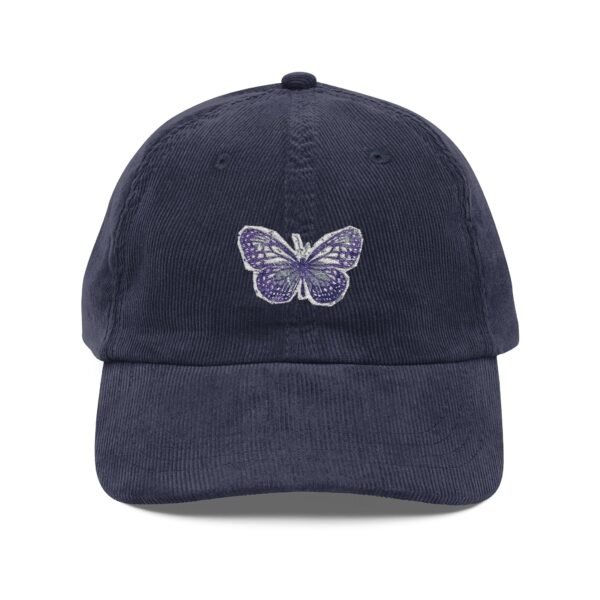 14825922833384427189_2048.jpeg Vintage Butterfly Embroidery Corduroy Cap - Stylish Dad Hat, Perfect for Outdoor Adventures, Fall Fashion, Gift for Nature Lovers