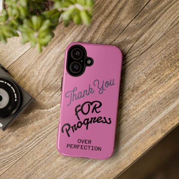 Thank You Phone Case, Motivational Phone Cover, Progress Over Perfection, Inspirational Gift, Quotes for Her, Pink Tough Cases